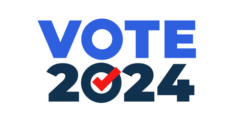 Vote 2024. US American presidential election 2024. Vote inscription, badge, sticker. Presidential election banner Vote 2024, poster, sign. Political election campaign symbol. Vector Illustration