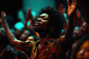 Afroamerican man concert passion. Sound music. Generate Ai