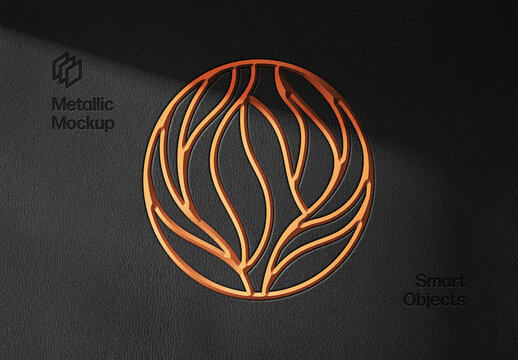 Bronze Engraved Metallic Text And Logo Mockup