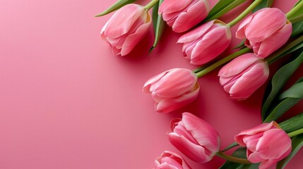 Pink tulips on pink background