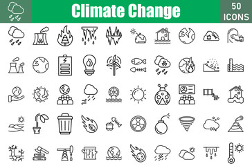 Climate Change 50 web icons in line style