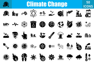 Climate Change 50 web icons in glyph style