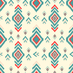 Fototapeta premium Ikat style fabric seamless pattern background