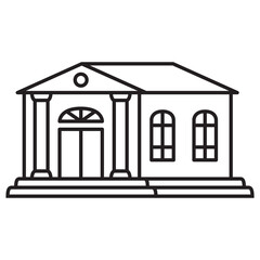 Museum line icon.Classic greek architecture.Outline vector illustration.Isolated on white background.Government and education buildings.City hall building.Web line icon.Bank building.