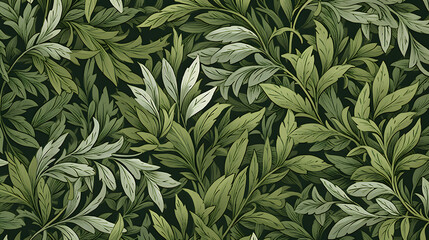 Digital nature herbs and green graphic poster background