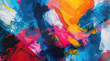 Naklejka premium colorful abstract painting a relationship between bright colors, dynamic shapes and textures a symphony of emotions bold and energetic brush strokes and marks