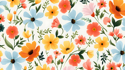 Summer flowers ditsy pattern abstract graphic poster background