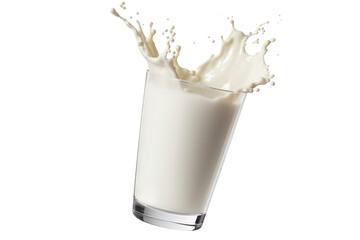 Refreshing glass of milk isolated on transparent background