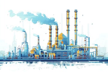 Industrial Hub: Illustrative Factory Scene