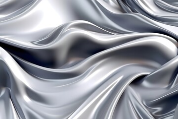 3d silk luxury texture background. Silky cloth luxury fluid wave banner. Fluid iridescent holographic neon curved wave in motion silver background.