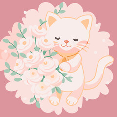 flower kitten,flower kitten, kitten, background, pattern, seamless, vector,cute kitten,pretty cat