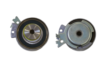 camshaft belt roller is isolated, car parts on a white background
