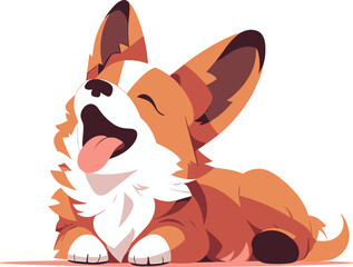 Cute happy corgi dog. Pet symbol. Flat vector isolated on white background.