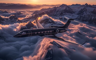 Sky Symphony: A Beautiful Panoramic View of a Plane Dancing Amidst the Clouds