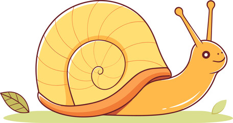 Cute snail in doodle style. Nature, mollusk, summer. Flat vector isolated.