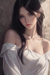 Portrait of a beautiful fantasy woman, beautiful woman's face, digital art, fantasy art