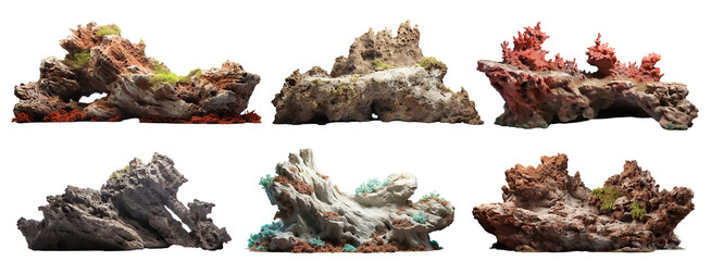 Set of heavy reef rocks, cut out