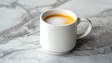 Creamy Start: Coffee with Milk in a Sleek White Cup