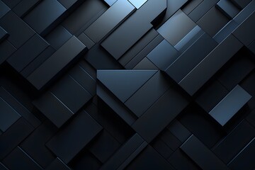 3D Render Volumetric Different Size Square Blocks Structure Dark Blue Abstract Background. Three Dimensional Cube Layered Pattern 4K 8K Very High Definition Futuristic Technology Navy Color Wallpaper
