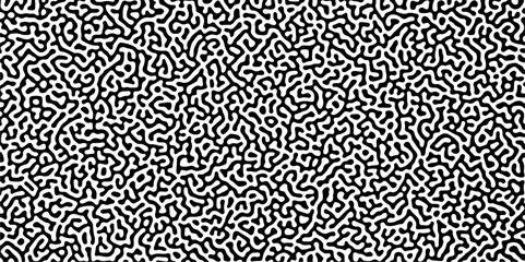 Abstract truing organic wallpaper Turing reaction diffusion monochrome seamless pattern with chaotic motion. Generative algorithm psychedelic background. Reaction-diffusion or truing pattern formation
