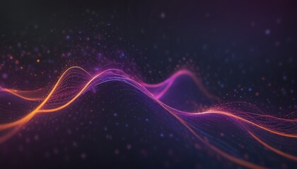 Obraz premium Technology digital wave background concept .Beautiful motion waving dots texture with glowing defocused particles. Cyber or technology background