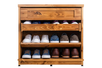 Wooden Shoe Rack Filled With Lots of Shoes