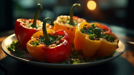 stuffed peppers stuffed with meat and vegetables. generative ai