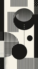 Simple geometric abstract vector pattern with black and white shapes Geometric graphics composition