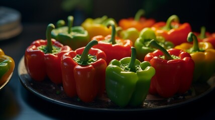 red yellow and green peppers. generative ai