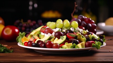 fruit salad on a plate. generative ai