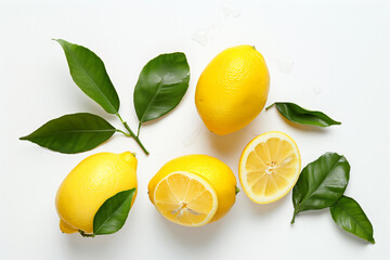 
A set of sliced lemon isolated on white background