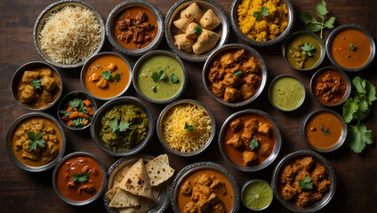 many bowls of Indian food