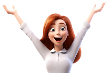 PNG Cartoon smiling adult woman.