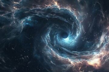 Black hole space. Galaxy light in the dark of big universe. Generate Ai