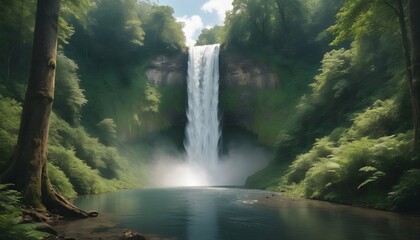 A majestic waterfall hidden deep within the heart