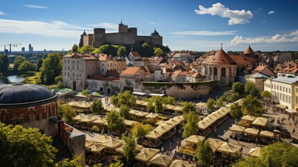 Summer Day in Lublin, Poland: Historial Architecture and Bustling Market © AS Photo Family