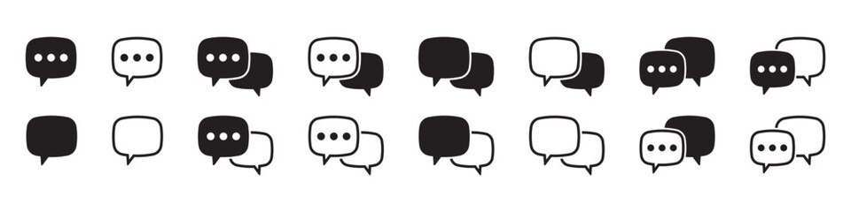 Chat icons isolated element. Set of talk bubble speech signs. Blank bubbles icons. Message icons.