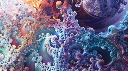 Obraz premium A colorful, abstract painting of a spiral with a blue and purple swirl