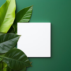 3d photo of leaf frame background made with generative ai