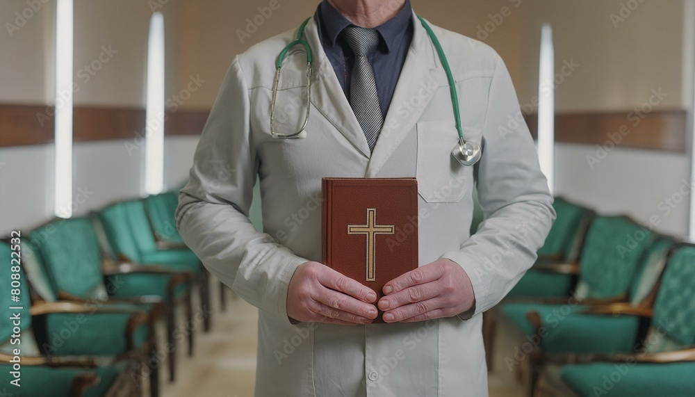 Wall mural A Nurse Has The Bible. Doctor With The Bible in The Hospital. 