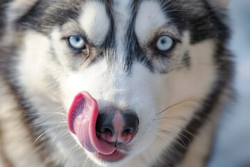 Close Up of a Husky Dog With Tongue Out