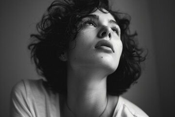 Woman With Closed Eyes Looking Up