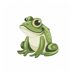 Fototapeta premium A green frog is sitting on a white background