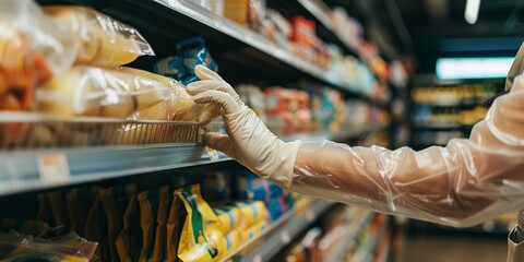 Obraz premium Person Selecting Food in Grocery Store