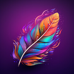 3d photo of colourful feather made with generative ai