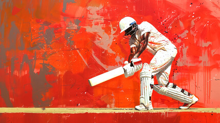 cricket spieler mit platz für eigene gestaltung - kunst design
