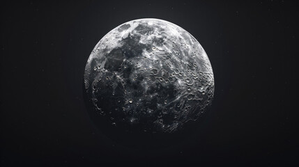 Obraz premium close-up of the full moon lunar on a dark background in the night sky with a starry backdrop