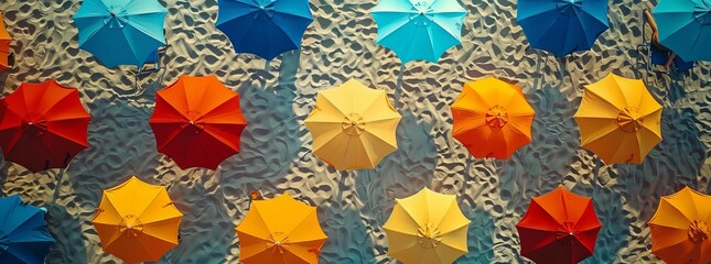 Top View of Umbrellas in a Beach