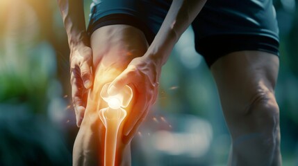 spot people  having knee injury due to ligament inflammation, knee pain due to exercise, massage, muscle relaxation, rheumatoid arthritis, gait disturbance, rheumatoid arthritis