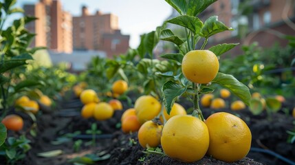 Adaptive urban orchards where fruit trees are engineered to thrive in compact spaces, offering public access to fresh produce and green spaces in city environments
